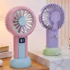 Ventilador de Mano Portátil Inteligente Digital 2026 Verano Recargable por USB Ajuste de Velocidad Continuo 99 Velocidades Mini Ventilador de Escritorio