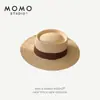 Sombrero de Sol de Lujo Ligero Estilo Retro Francés de Rafia Natural tipo Cúpula para Mujer, Sombrero de Sol de Verano para Viajes a la Costa