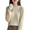Suéter clássico de malha fina para outono inicial, ready-to-wear de primeira linha, gola redonda, para mulheres, corte solto, camada base, blusa fina de manga longa
