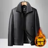 Chaqueta de Cuero PU Peluda para Hombres de Mediana Edad Solapa Estilo Papá 2026 Otoño/Invierno Nueva Chaqueta de Cuero Gruesa Cálida Ropa de Abrigo Hombres