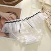 Pantaletas de Malla Floral de Encaje Sexy Pure Desire para Mujer con Lazo de Perla, Refuerzo de Algodón, Hilo Dental de Cintura Baja Casi Invisible para Mujer