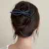 Pinza para el pelo con lazo retorcido de mezclilla azul para niñas, Pasador de alta gama para la parte posterior de la cabeza, Accesorio para el cabello estilo coreano