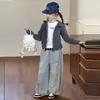 Conjunto de Ropa para Niña Primavera y Otoño 2026 Elegante Cárdigan con Capucha y Pantalones Anchos Casuales Conjunto de Dos Piezas