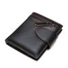 Nova Carteira Masculina Marent de Couro Genuíno Camada Superior Couro Bovino Carteira Masculina Curta com Zíper Fivela Torre Bolsa de Moedas de Couro