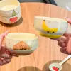 Cuenco de Cerámica para Arroz con Frutas para Uso Doméstico, Modelo Nuevo 2025, Cuenco de Arroz de Alto Valor Estético, Cuenco Individual para Comer Niños, Cuenco de Uso Personal