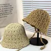 Sombrero de Sol de Paja Tejida con Cinta Park Soo-young para Niños Todo Fósforo Hueco que Muestra la Cara Pequeño de Encaje Tejido a Mano Sombrero de Pescador