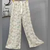 Calça de Pijama de Algodão e Seda Estilo Coreano para Mulheres, Verão 2025, Calça Reta Solta Casual de Alta Qualidade que Pode Ser Usada Fora de Casa como Calça de Casa