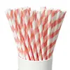 25 Peças em Estoque Atacado 6*197 Canudos de Papel Listrados Descartáveis Degradáveis Coloridos para Bebidas Chá de Leite