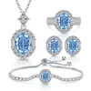 Transmisión en Vivo Venta Caliente Piedra Preciosa de Color Corte Flor de Hielo Huevo de Paloma Conjunto Anillo de Diamante de Alto Carbono Destellante Pendientes Collar Pulsera Colgante para Mujer