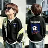 Camiseta de Manga Larga Elegante Estilo Coreano de Punto Waffle para Niños, Nueva Moda de Primavera y Otoño, Camisa Básica Casual Dos en Uno para Niños Mayores
