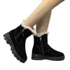 Botas de neve antiderrapantes femininas 2026 novo modelo de inverno pelo de coelho pelúcia quente espessada botas curtas com zíper lateral Botas de algodão Nordeste