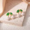 Pendientes de Fresa con Goteo de Aceite de Venta Caliente Transfronterizos, Serie de Frutas de Acero Inoxidable de Lujo Ligero y Gama Alta, Pendientes Dulces y Lindos