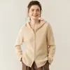 Nuevo Estilo Otoño e Invierno 2025 Cárdigan de Cachemira con Cremallera y Capucha Suéter Holgado Perezoso de Punto para Mujer