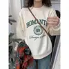 Sudadera con Cuello Redondo y Estampado de Letras para Mujer Primavera y Otoño 2025 Estilo Coreano Chaqueta Fina con Capucha Ins Estudiante Top Holgado
