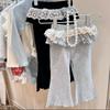 Nuevos Leggings de Primavera y Otoño para Niñas, Pantalones Acampanados de Encaje Falsos de Dos Piezas Estilo Ballet Coreano para Niños, Pantalones Elegantes de Otoño para Niñas