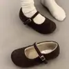 Zapatos Mary Jane Retro de Suela Plana con Piel para Mujer 2026 Otoño/Invierno Nuevos Mocasines Estilo Coreano con Plus Terciopelo Zapatos de Algodón Zuecos Wanwan