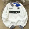 Moletom Casual Retrô Outono e Inverno Novo Gola Polo Unissex Versátil Falso Duas Peças Estilo Coreano