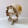 Bonito Gorro de Pescador de Encaje Tejido para Bebé y Mujer con Protección para los Oídos, Sombrero Dulce de Moda Otoño Invierno, Gorro de Lana, Gorro de Bebé, Princesa
