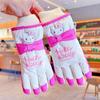 Guantes de esquí para niños Sanrio Kulomi de invierno para bebés, bonitos, cálidos, forrados con vellón, gruesos, impermeables para la nieve para niñas.