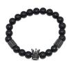 Europa y Estados Unidos pulsera elástica de ojo de tigre transfronteriza con micro incrustaciones de cobre, pulsera estilo punk de bola de circón negro esmerilado, venta al por mayor de dos piezas