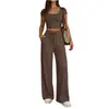 Moda Casual de Mujer de Dos Piezas de Manga Corta y Pantalones Largos, Conjunto para Ir al Trabajo, Nuevo Y2 Europeo y Americano, Primavera/Verano 2026, Transfronterizo