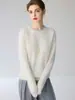 Suéter feminino de cashmere 100% puro cashmere de cabra suéter de gola redonda para mulheres, novo outono e inverno pulôver solto blusa de tricô