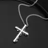 Amazon Transfronterizo Europeo y Americano Hiphop Hip-Hop Joyería Punk Hip-Hop Calavera Brillante Cruz Collar Colgante