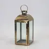 Lampião de Vento Estilo Europeu Suporte de Vela de Aço Inoxidável Lanterna de Vidro Dourada Lâmpada à Prova de Vento Lâmpada de Manteiga para Exterior Ornamento de Decoração