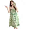 Moda Verão 2026 Pijamas Casuais Soltos para Mulheres, Camisola Doce e Fresca, Vestido de Alça Que Pode Ser Usado Fora