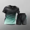 Traje Deportivo de Secado Rápido para Hombre, Verano Hielo Seda Manga Corta Pantalones Cortos Camiseta Ropa para Correr Exportación Transfronteriza Venta al por Mayor de Fábrica