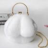 Bolso de peluche para mujer, bandolera portátil de princesa, bolso de peluche de piel sintética, nuevo estilo, bolso con cadena y orejas de conejo a juego.