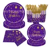 Platos de Papel para Fiesta Más Vendidos de Amazon, Sets de Globos con Estampado Caliente de Colores, Varios Juegos de Vajilla para Fiesta a Juego por Color