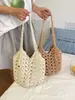 Bolso de Hombro Tejido Nuevo y Sencillo Estilo Vacacional para Mujer, Bolso de Paja Calado de Verano, Bolso Tote Versátil de Moda, Bolso de Mano
