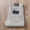 Estación europea verano lino puro holgado transpirable para hombre lavado de alta gama cinco bolsillos finos de negocios rectos casuales pantalones
