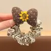Scrunchie Estilo Coreano com Laço e Estampa de Flores para Mulheres 2026 Novo Estilo Elástico de Cabelo para Coque Elástico Alto Corda de Cabelo Acessório de Cabelo