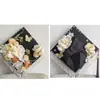 Chapéu DIY para Fotos de Formatura de Estudantes Universitários Presente Grampo de Cabelo com Flor Flor Acabada Fotos de Melhor Amigo Recém-Formado Presente para Namorada Preto
