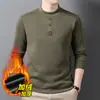 Sudadera con Forro Polar para Hombre, Nuevo Estilo de Invierno, Color Sólido, Cuello Semi Alto, Casual, Gruesa, Suave, Amigable con la Piel, Camisa Base para Hombres de Mediana Edad