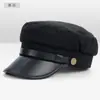 Chapéu de Lã Elegante com Acabamento em Renda para Homens e Mulheres, Quente para Outono e Inverno, para Cabeças Grandes, Chapéu de Capitão Estilo Militar, Chapéu de Capitão Britânico