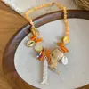 Collar Redondo de Concha Estilo Isla Romántico, Lujo Ligero y Sensación de Alta Gama, Cadena para Clavícula, Accesorio Versátil de Nicho para Vacaciones en la Costa para Mujeres