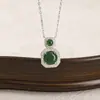 Yuebao Joyería Jade Plata de Ley S925 Incrustado Cuadrado Geométrico Moda para Viajes Diarios Colgante de Plata de Gama Alta Set de Collares