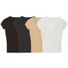 Serie de Tops Básicos de Color Sólido Versátiles de Manga Corta Ajuste Delgado con Cuello en V Marca Z para Mujer Za Venta al por Mayor Za