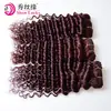 Trama de Cabelo Humano Ondulado Profundo Indiano Cru Vermelho