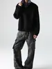 Moletom com Capuz e Gola Alta Patchwork Xadrez Falso de Peça Dupla Pesado para Homens, Jaqueta Casual Tendência Estilo Americano Cleanfit de Outono