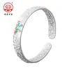 Pé Prata 9999 Novo Estilo Chinês Vintage Flor Borboleta Traçada a Ouro Pulseira Aberta de Seda Moda Pulseira Feminina Versátil