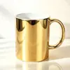 Venta al por mayor de fábrica Taza de cerámica galvanizada Taza de café con reflejo dorado creativo Taza de porcelana de hueso Regalo publicitario Personalizado