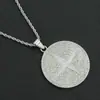 Collar largo con colgante de estrella cruzada de diamante redondo personalizado Hip hop europeo y americano Accesorios de moda transfronterizos para hombre Colgante