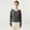 Suéter de punto para mujer de otoño e invierno, cuello en V, seda y cachemira, corte holgado y ajustado, suéter de punto liso versátil