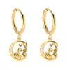 Pendientes de Acero Inoxidable Chapado en Oro 18K con 26 Letras, Pendientes de Zirconia con Forma de Ola de Lujo, Pendientes Elegantes