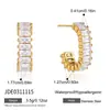 Pendientes Estilo Europeo y Americano Wanxing Acero Inoxidable Chapado en Oro de 18K Pendientes de Circonita Estilo Clásico Transfronterizo Lujo Ligero Nicho Pendientes en Forma de C Venta al por Mayor