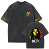 Camiseta con Estampado Gráfico Retro Lavada de Bob Marley One Love Reggae, Hombres, Mujeres Camiseta de Algodón Casual Retro, Hombres